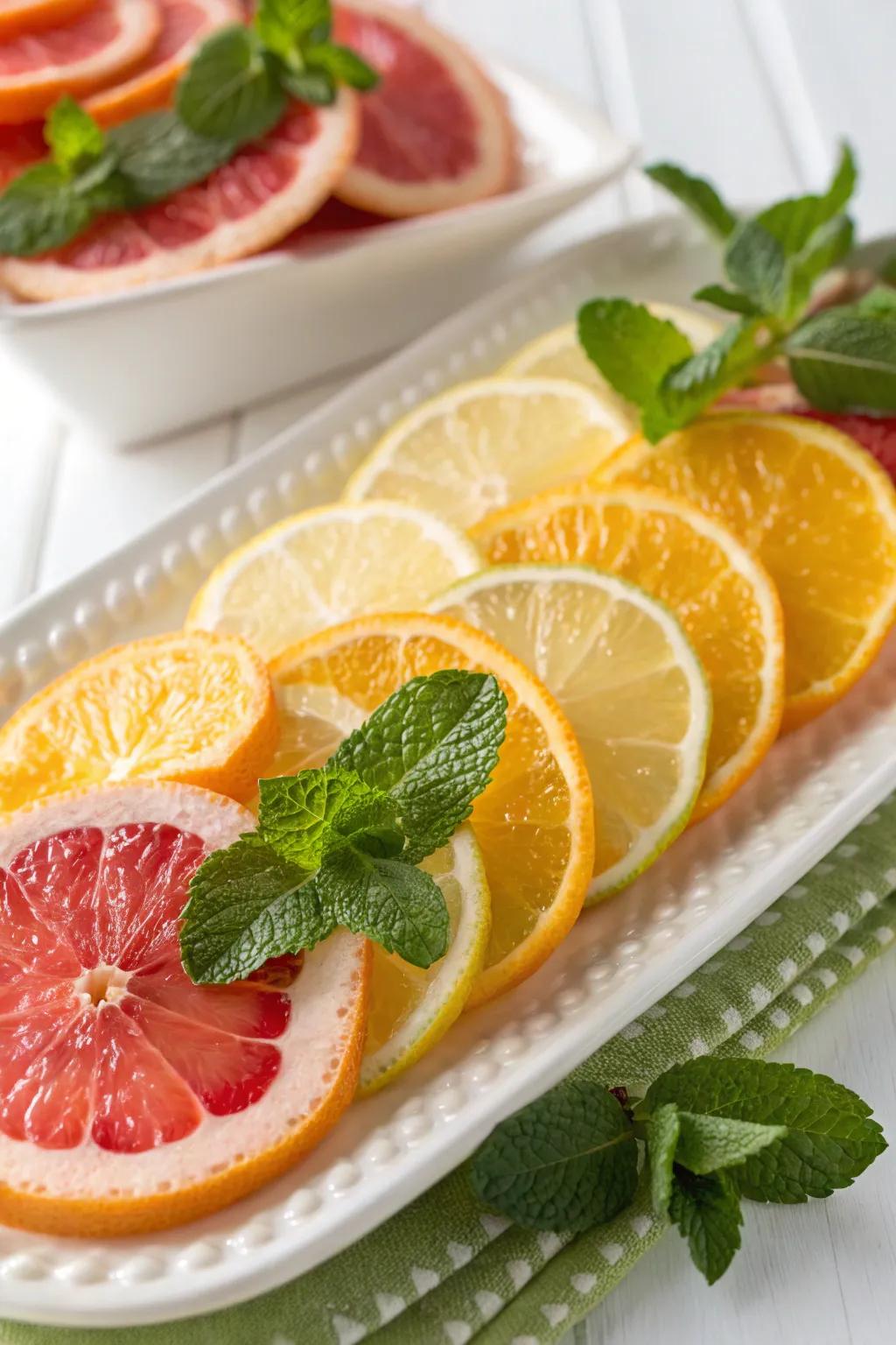 A citrus fruit piece that provides color and freshness.