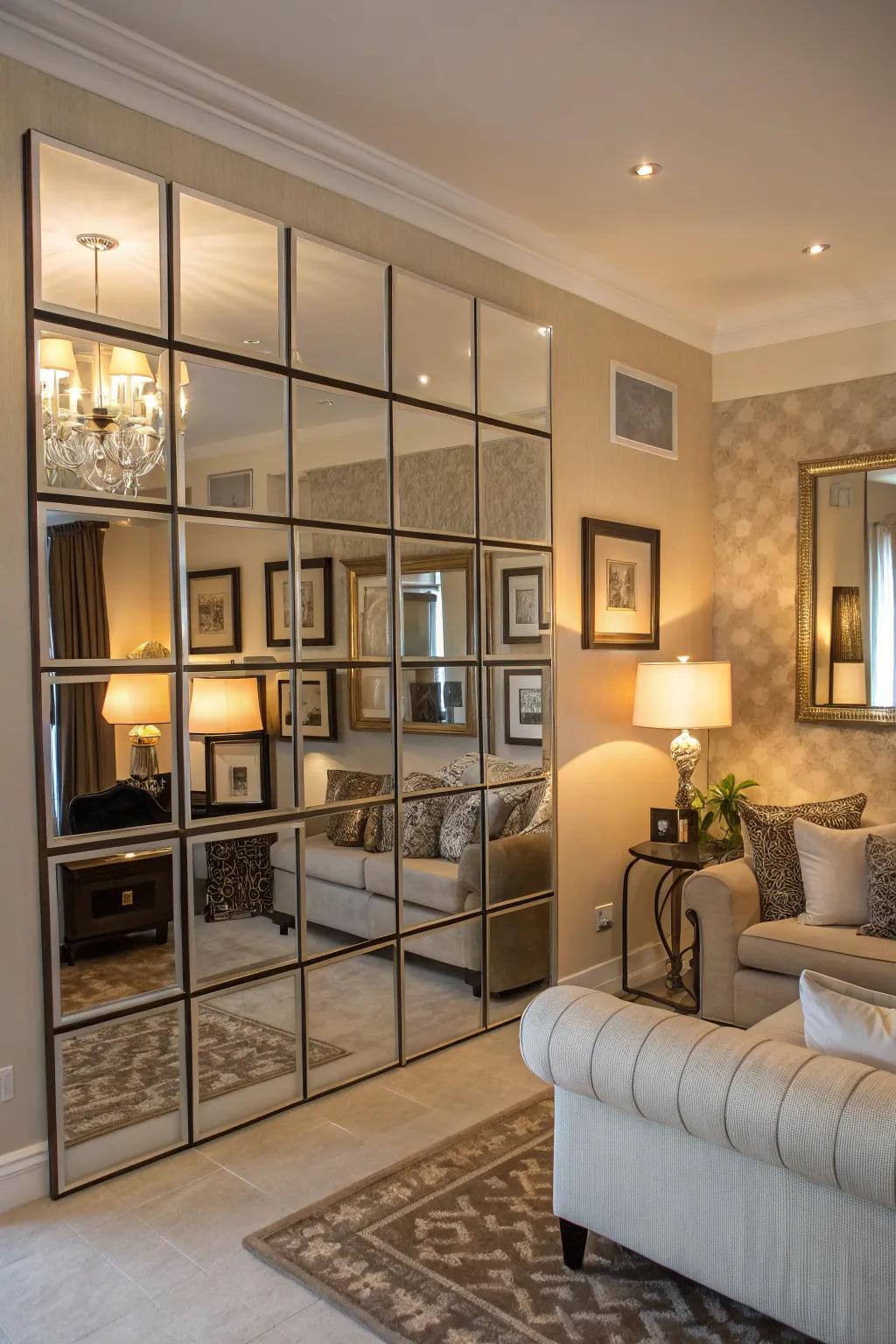 Employ numerous mirror panels for increased texture and depth.