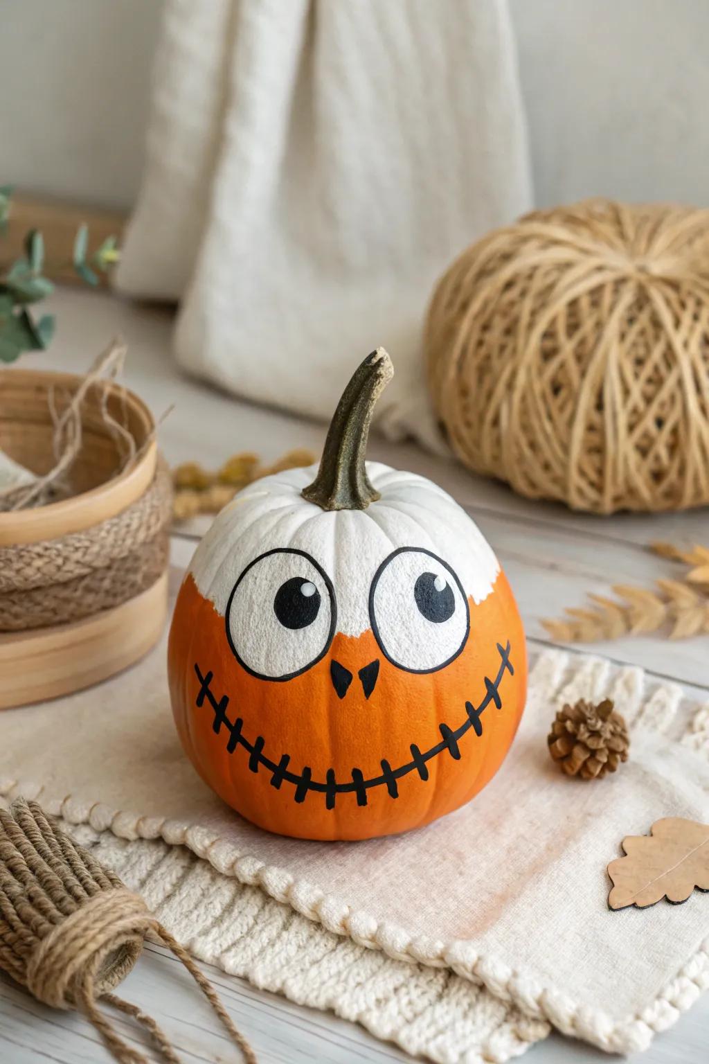 Unleash your imaginative flair through this endearingly silly monster gourd&mdash;perfect for appending a playful nuance to your fall d&eacute;cor!