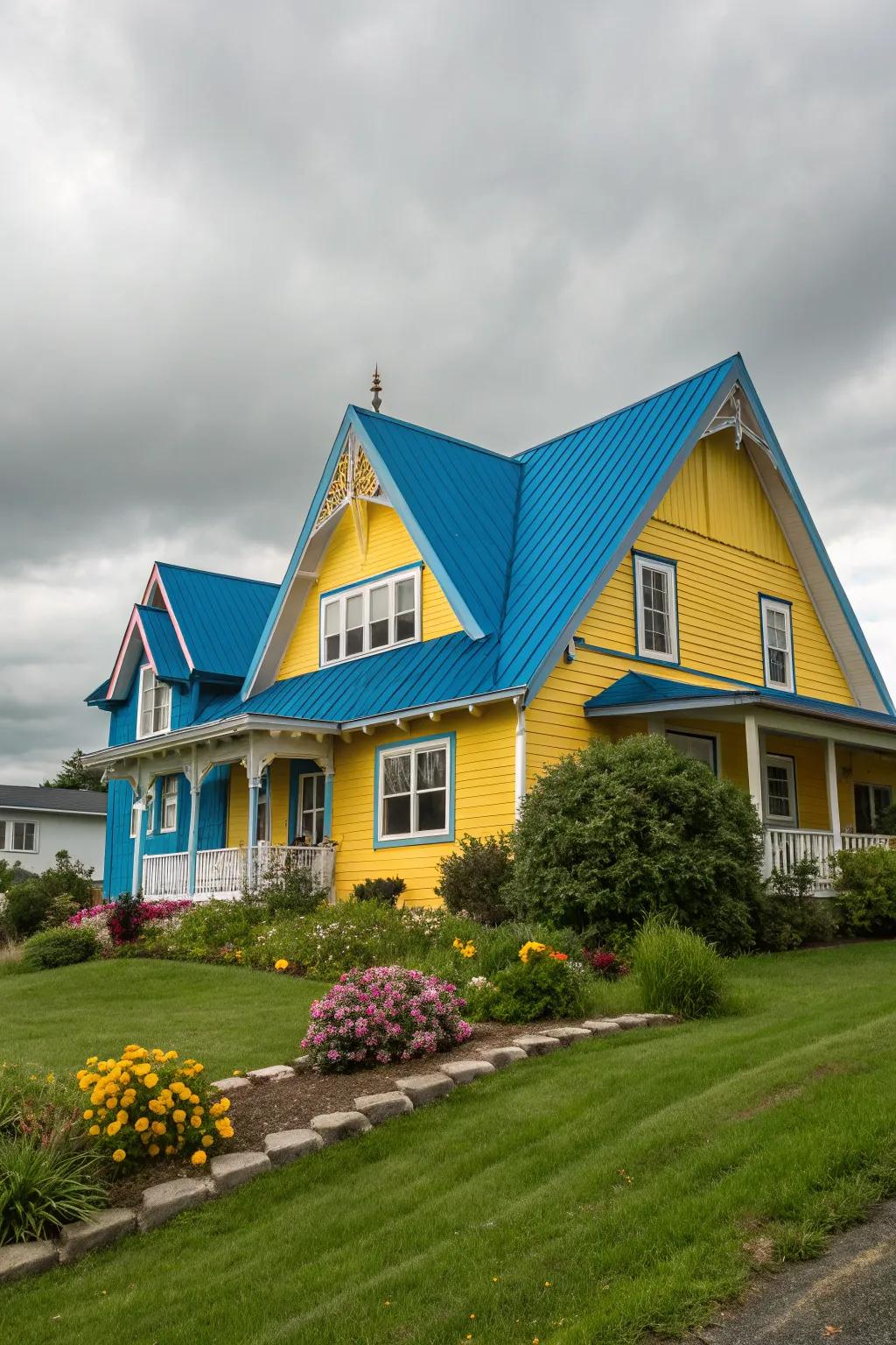 Contrasting colors make gables stand out like a piece of art.