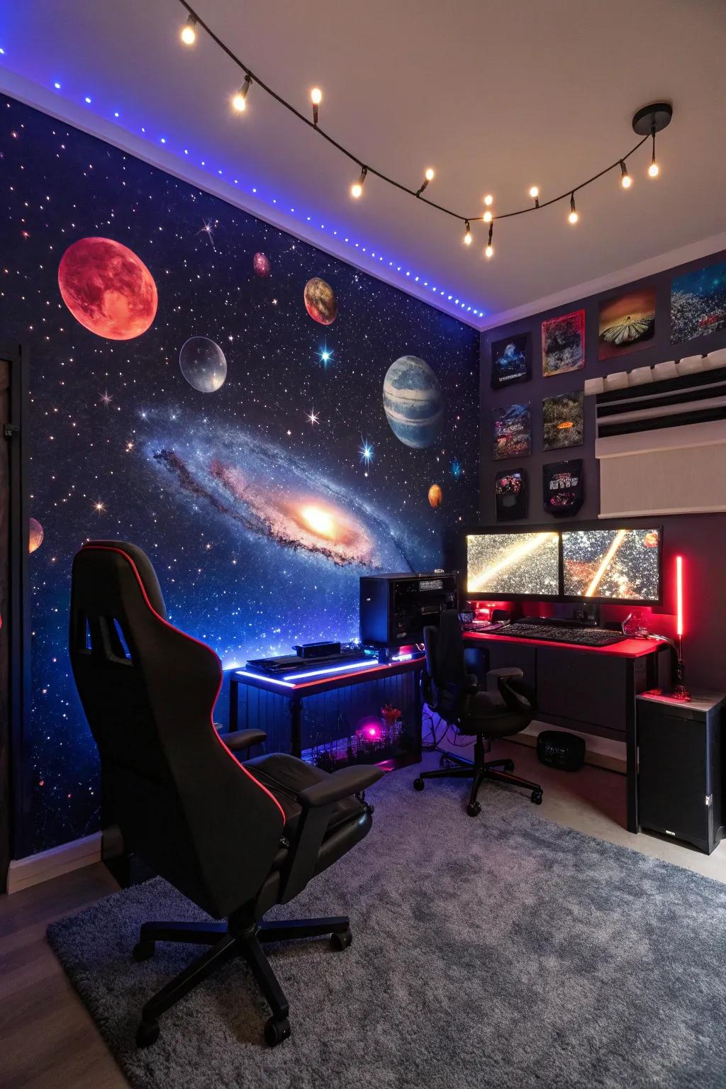 A themed design can metamorphose your gaming hub into another cosmos.