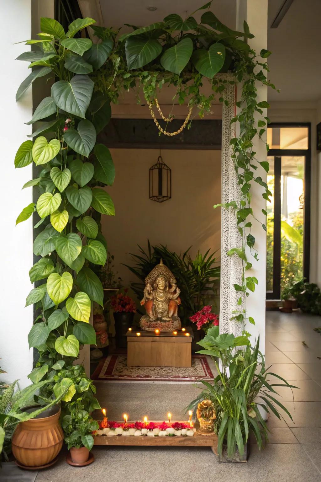 Verdancy introducing a refreshing element to the Ganpati arrangement.