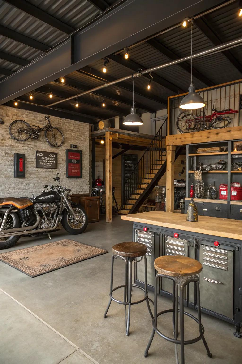 Urban industrial design for a tough and stylish man cave.