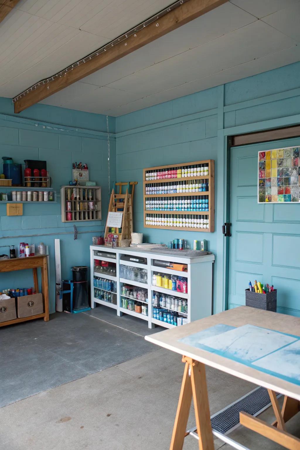 Blue brings peace and clarity to any garage setting.
