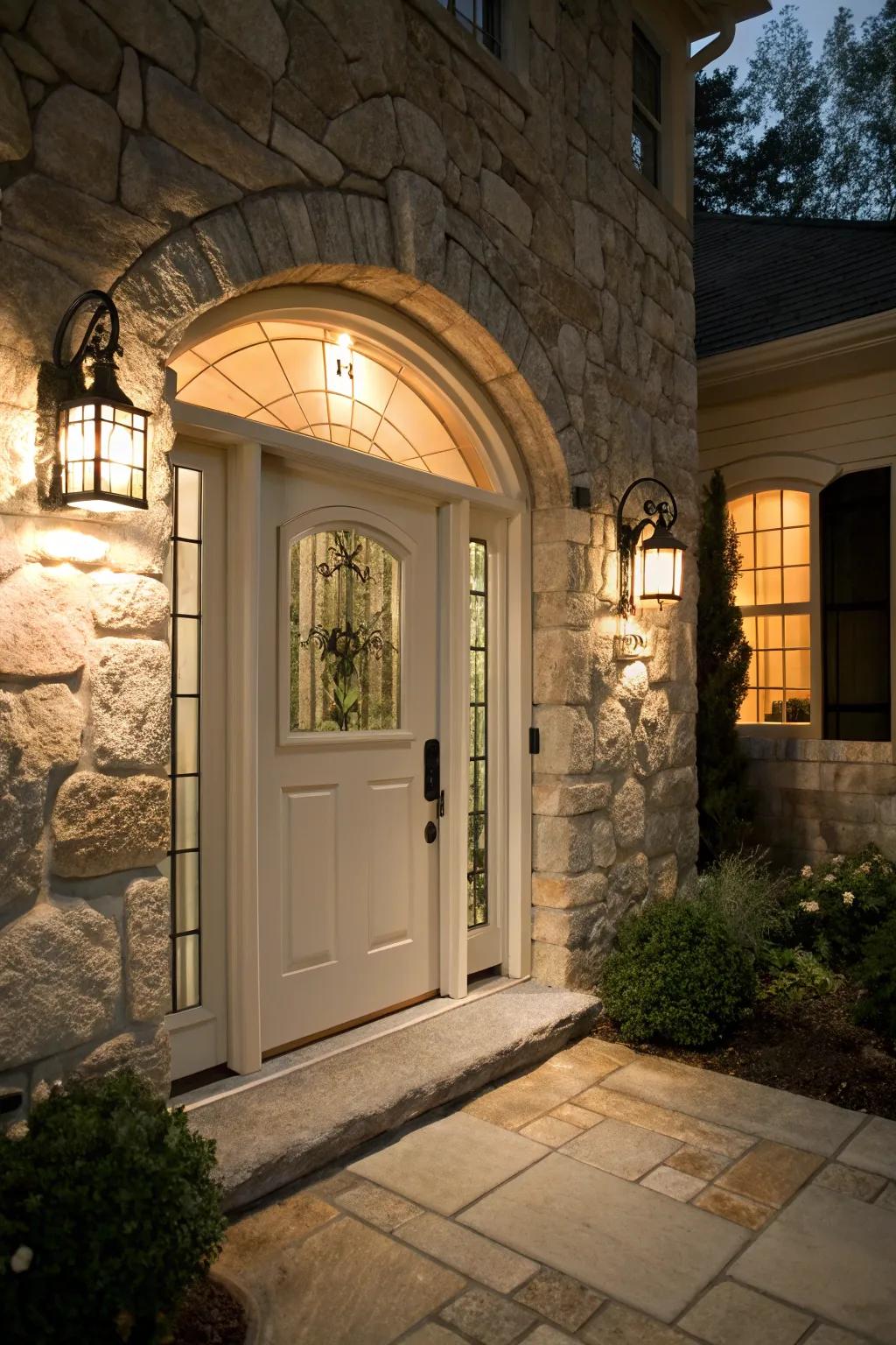 A curved design brings a touch of class to this entryway.