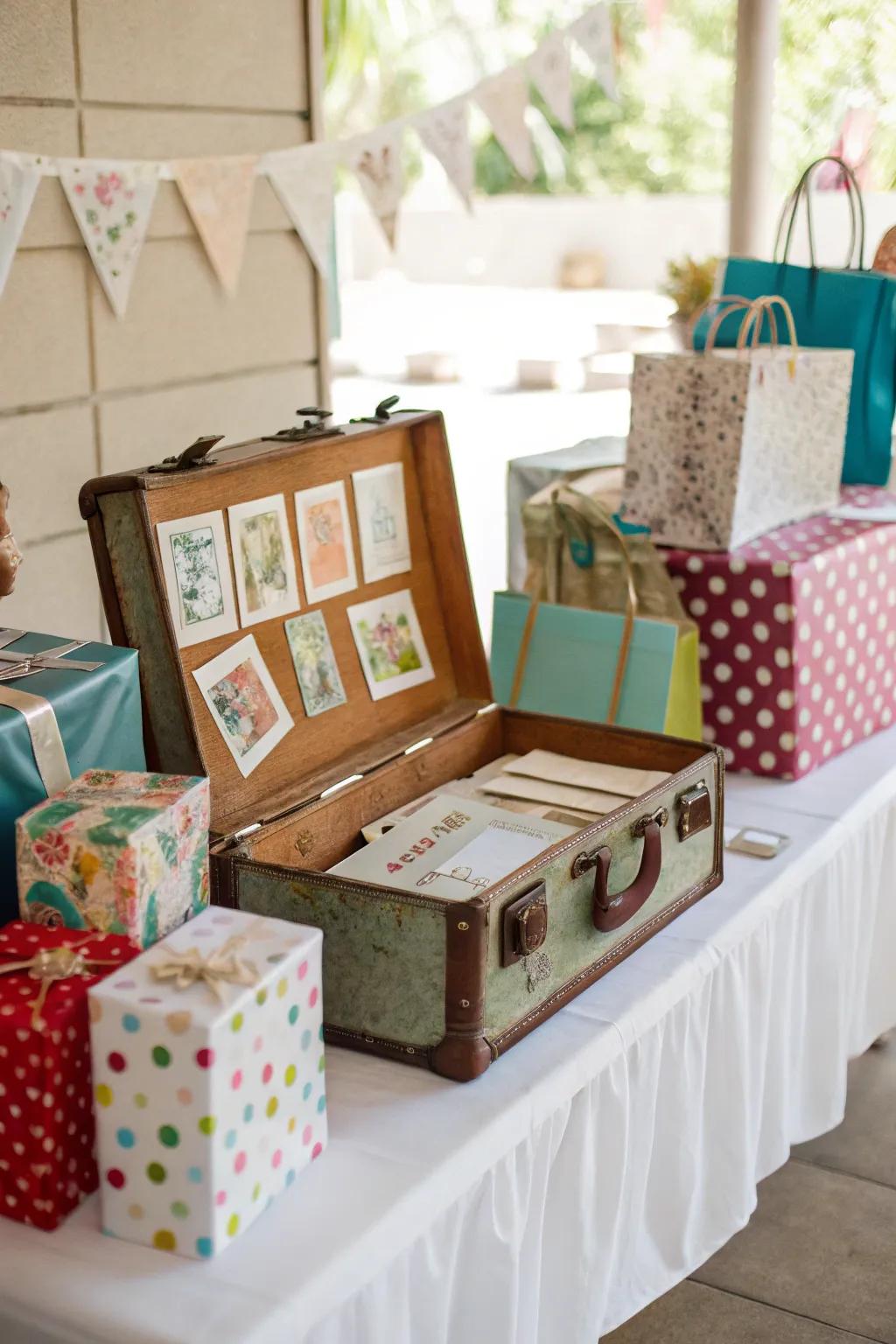 Add a touch of nostalgia to your gift presentation with a vintage valise.