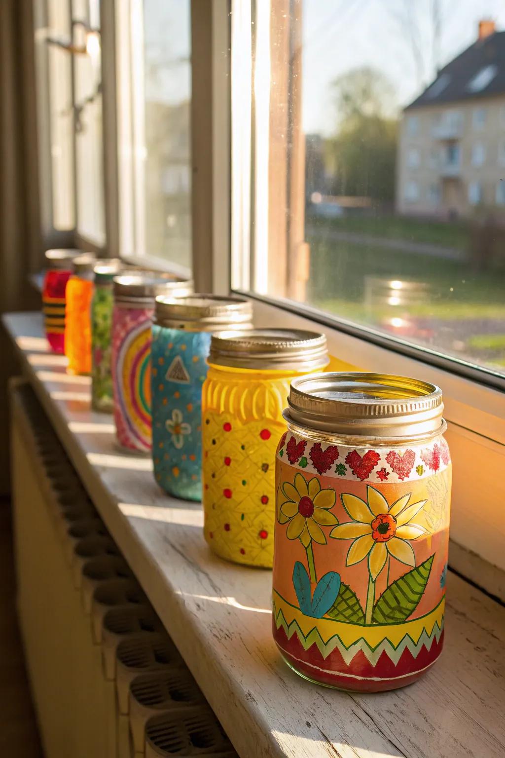 Painted containers suffuse locations using hue and ingenuity.