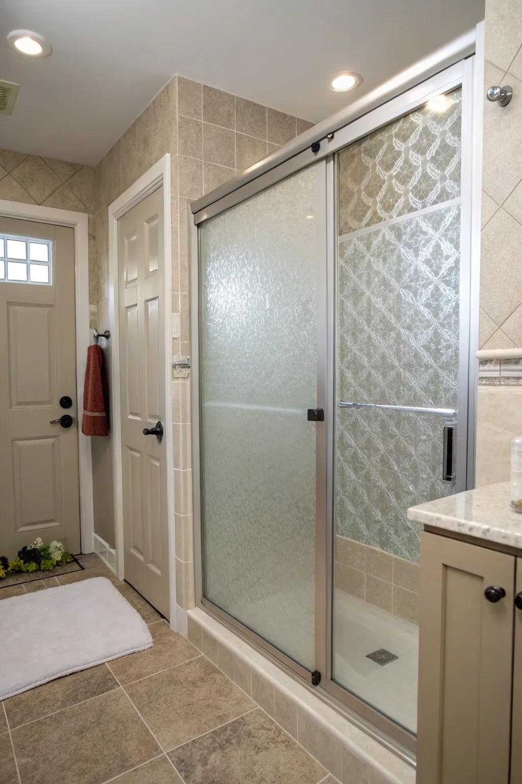 Obscured glass affords privacy without diminishing style.