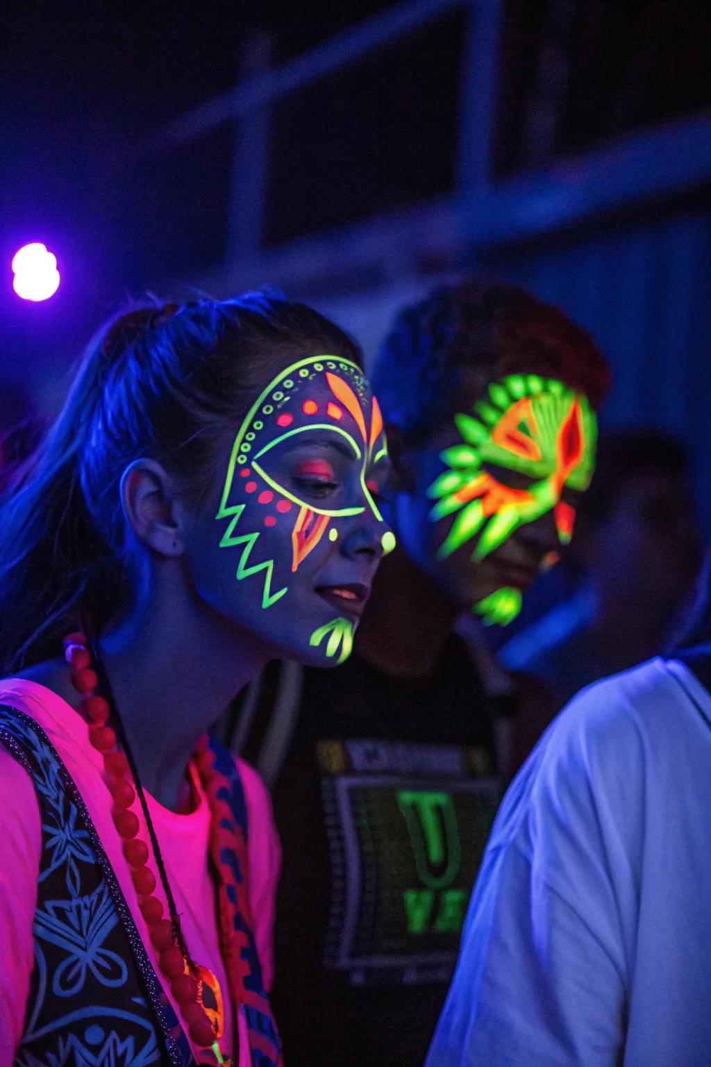Inspire creativity with face and body painting that glows.