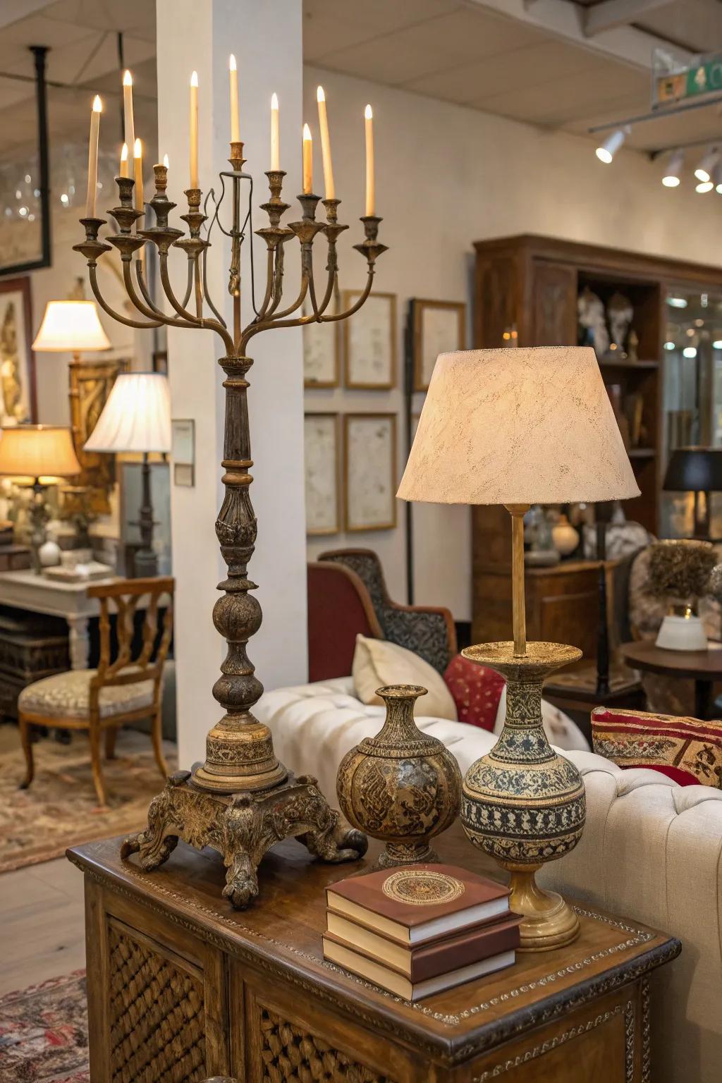 Varied decorative pieces that contribute uniqueness and intrigue.