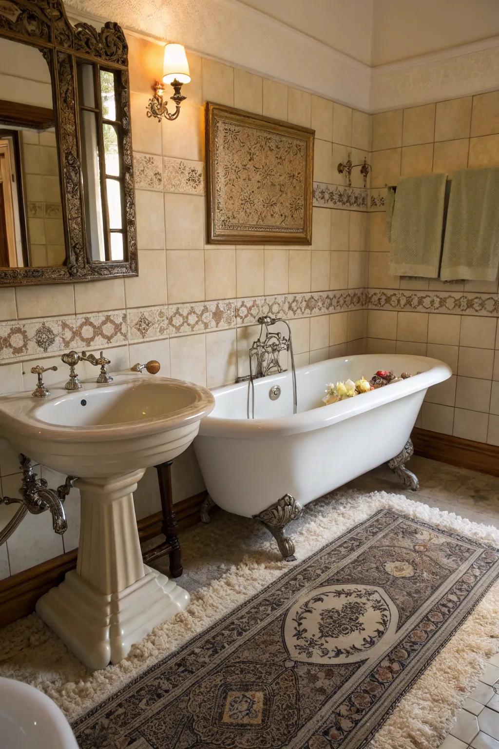 Classic elements like clawfoot tubs evoke a sense of timelessness.