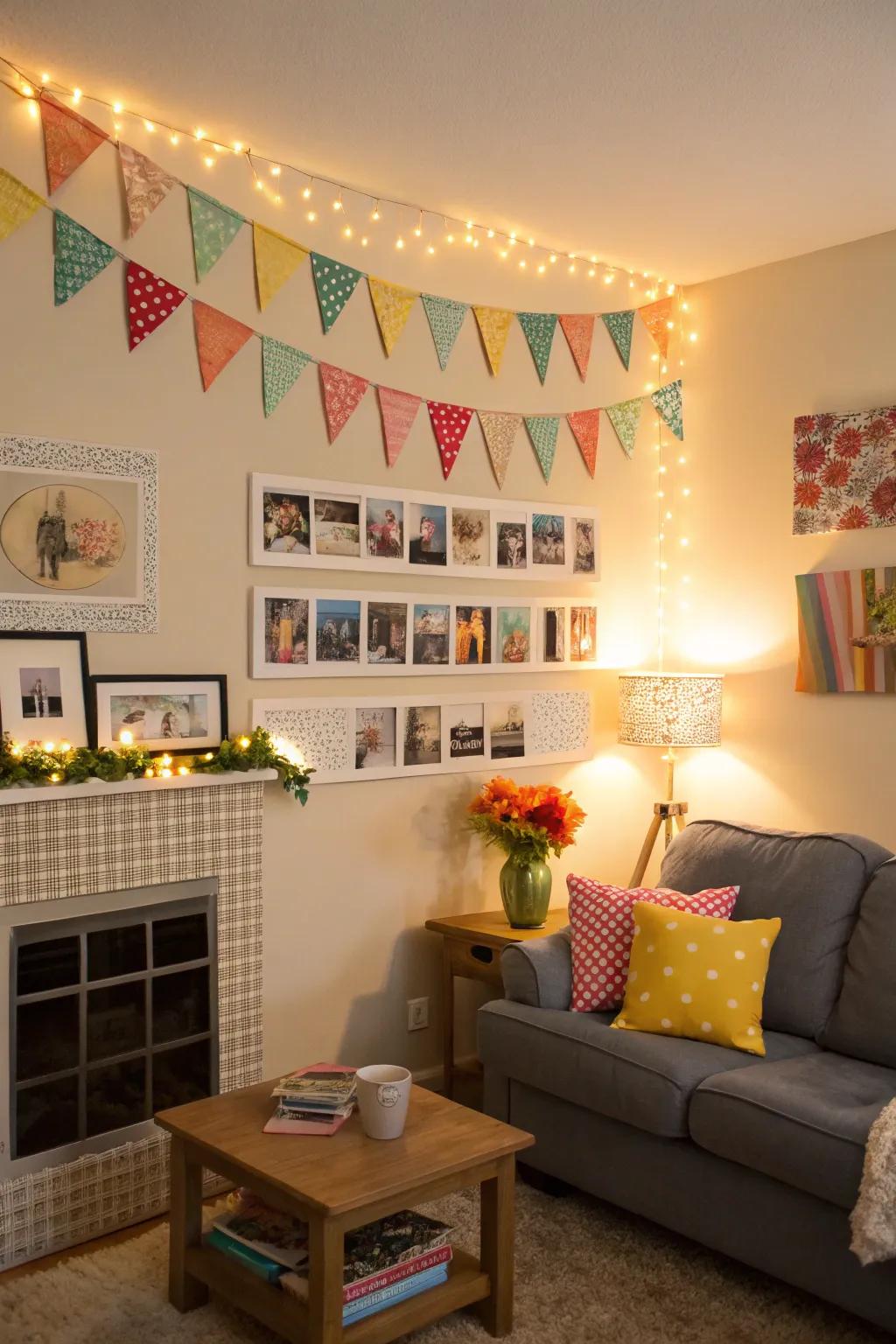 Garlands and banners give a festive touch to any graduation display.