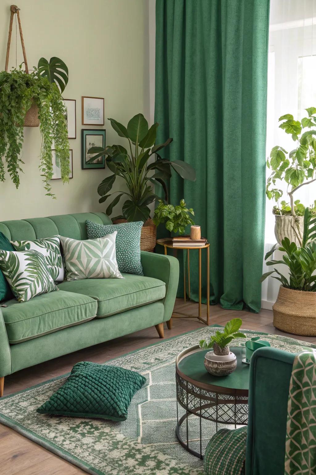 A medley of green tones generating an engaging visual display.