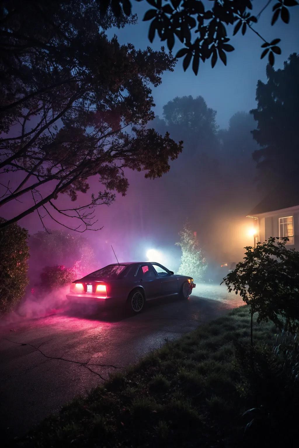 Fog and lights craft a hauntingly stunning scene.