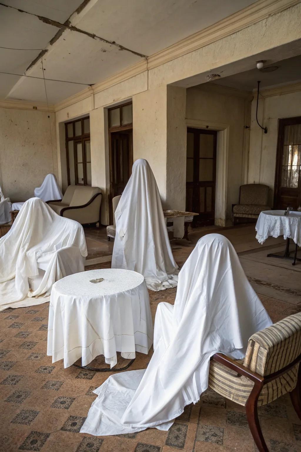 Impart a ghostly manifestation through straightforward yet efficacious ghostly drapery.