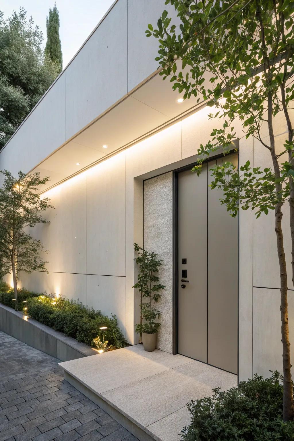 Contemporary architecture seamlessly incorporating a hidden door.