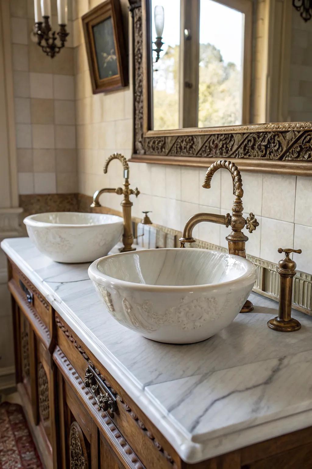 A vintage bathroom design exuding classic charm and elegance.
