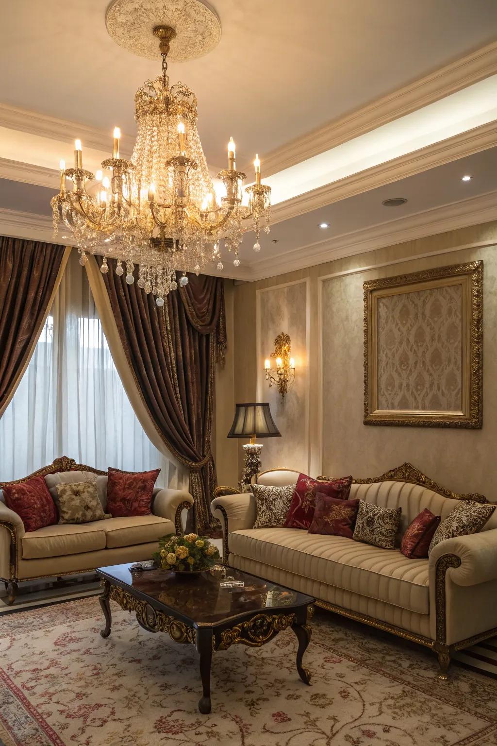 A living room with luxurious furnishings