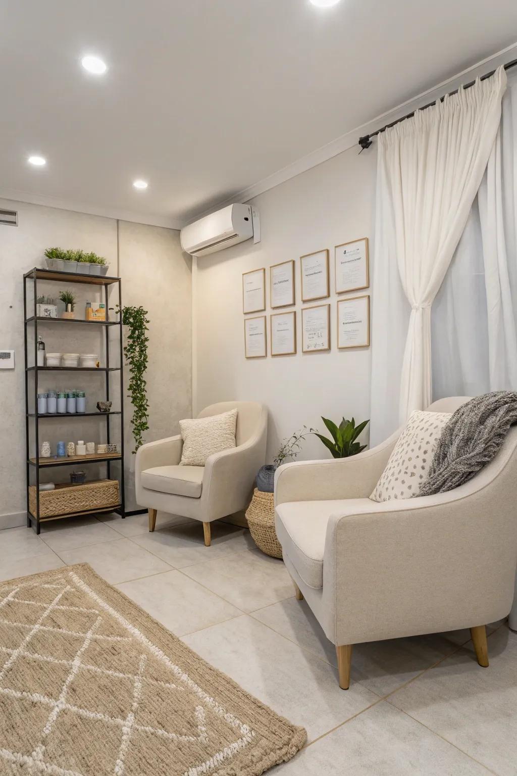 When it comes to a calm salon environment, less is often more.