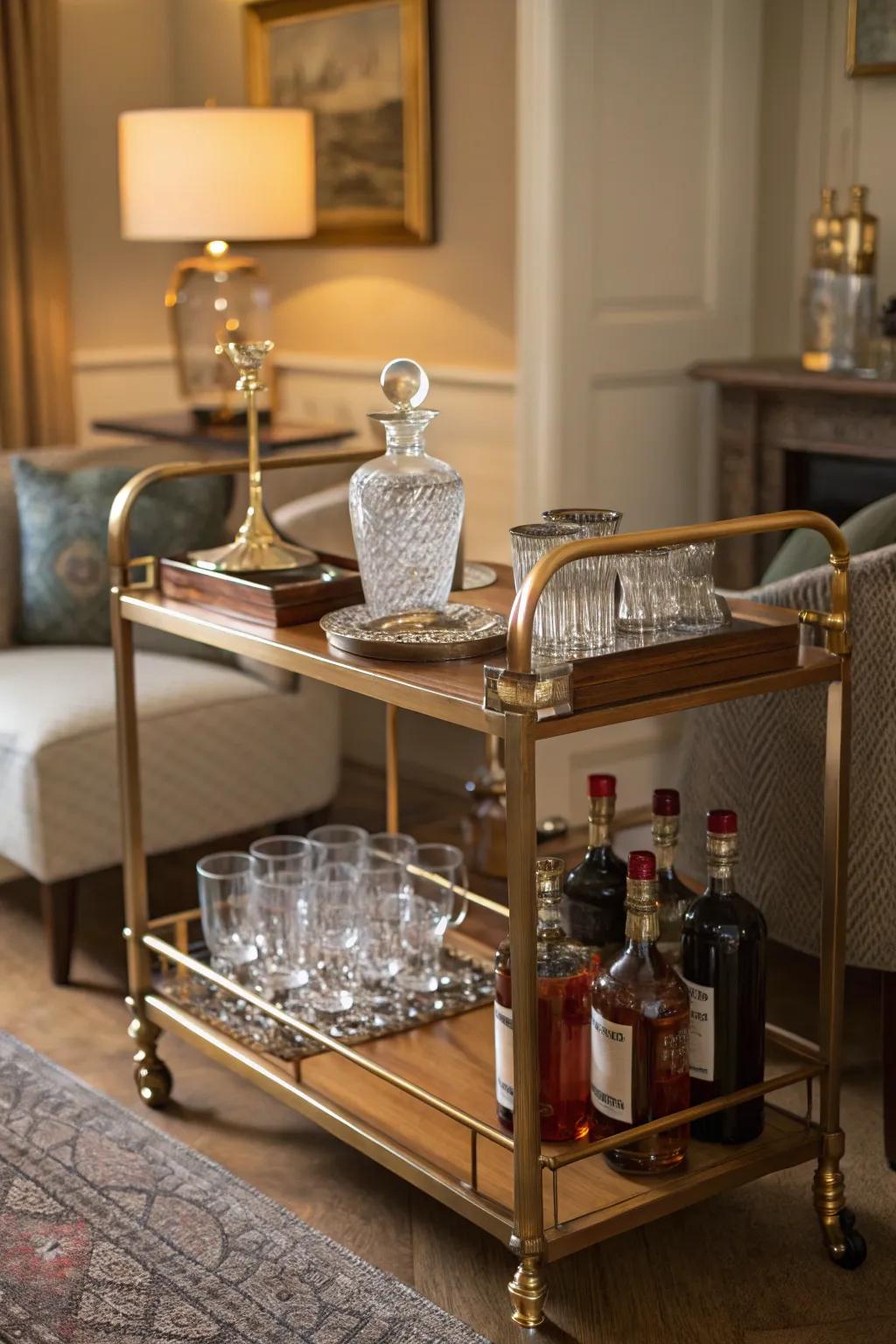 A refined bar display is the core of any home speakeasy.