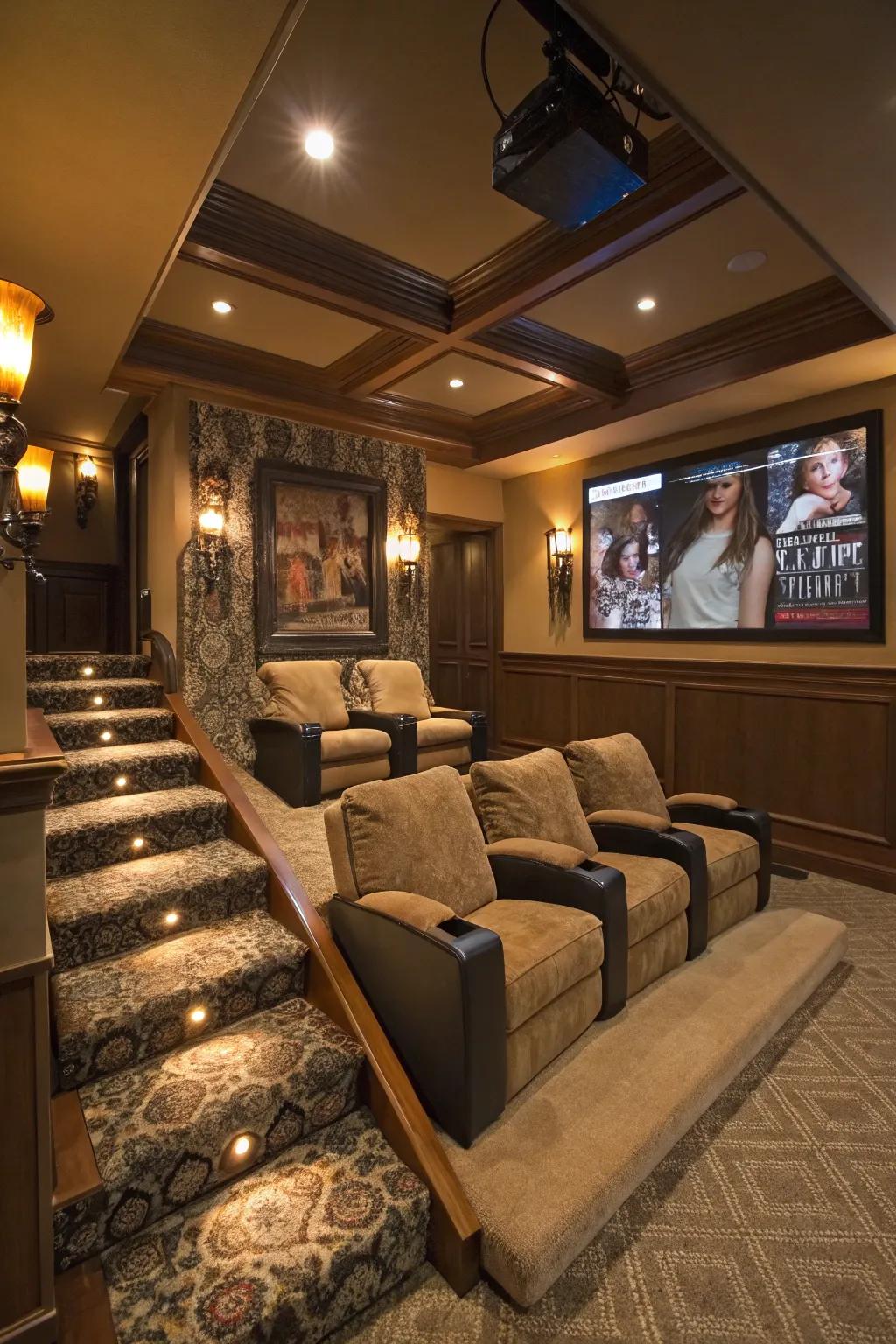 Small platforms optimize space inside smaller home cinemas.