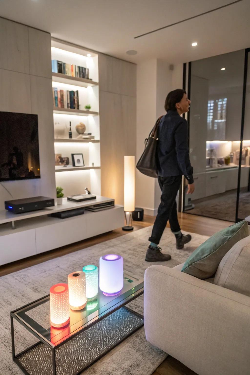Music greets you as you enter your home, thanks to smart automation.