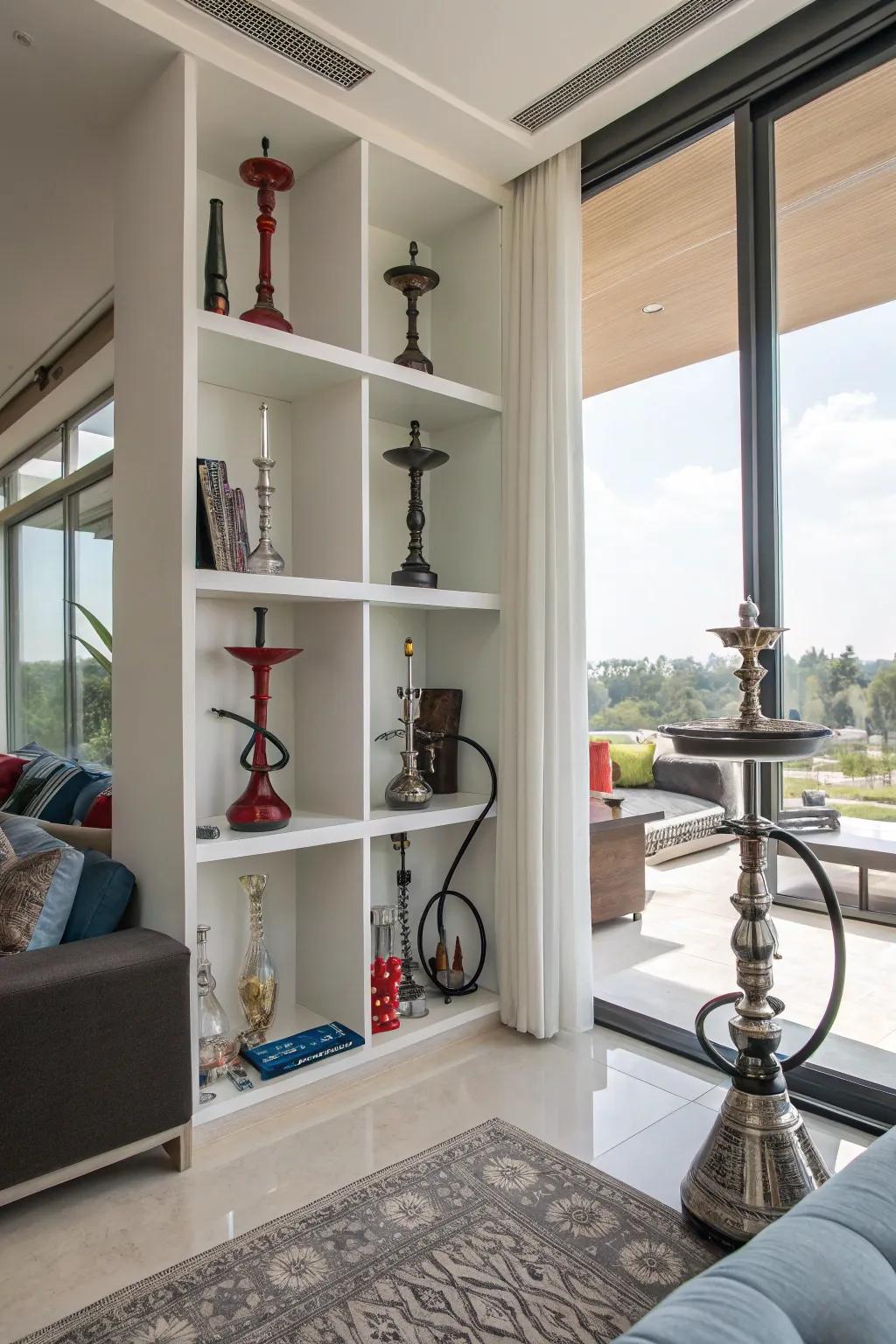 Open shelves ensure swift access to gear.