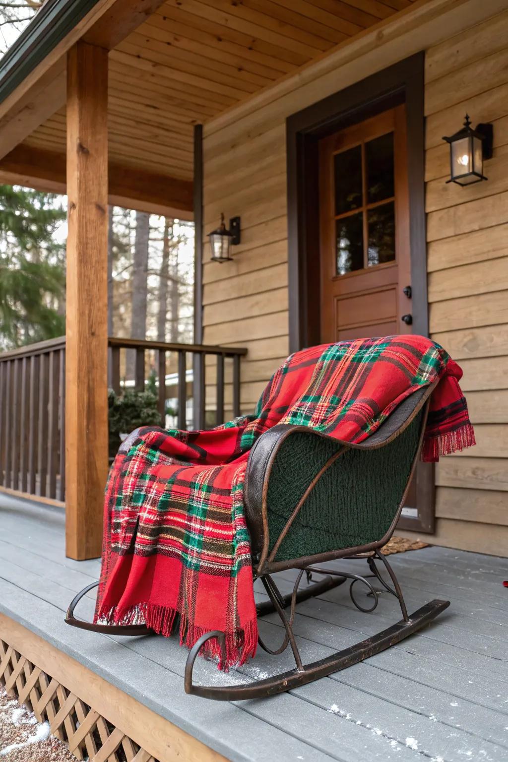 A cozy sled featuring a checkered wrap
