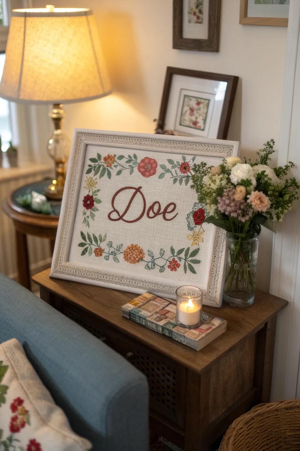 Custom cross stitch artwork makes meaningful decorations