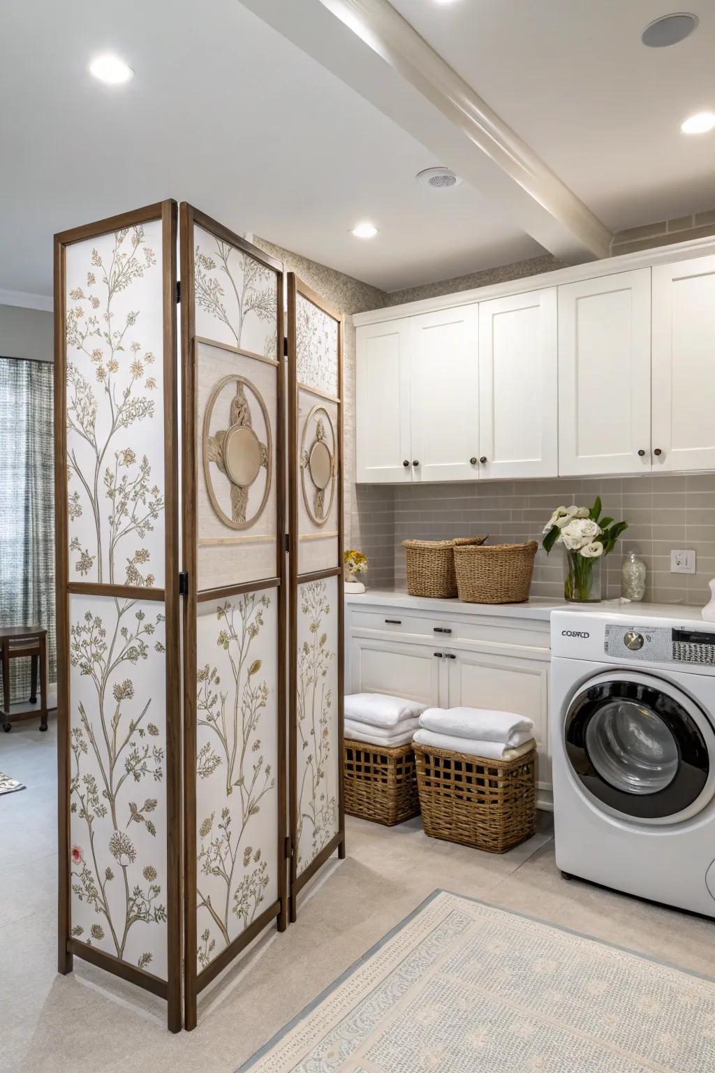 Folding screens present a fashionable and adaptable covering alternative.
