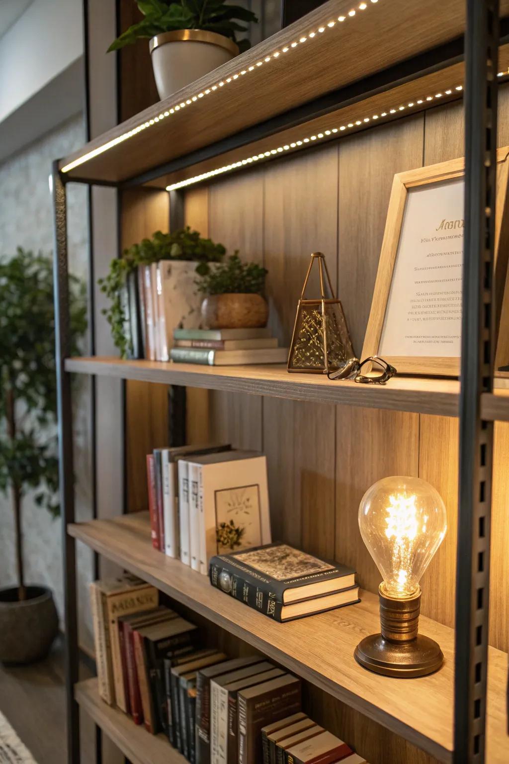 LED lights provide a magical effect to any bookshelf