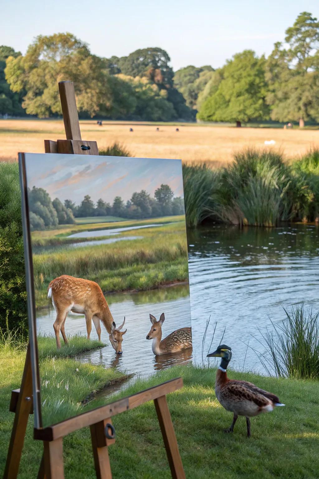 Displays wildlife in their serene habitat.