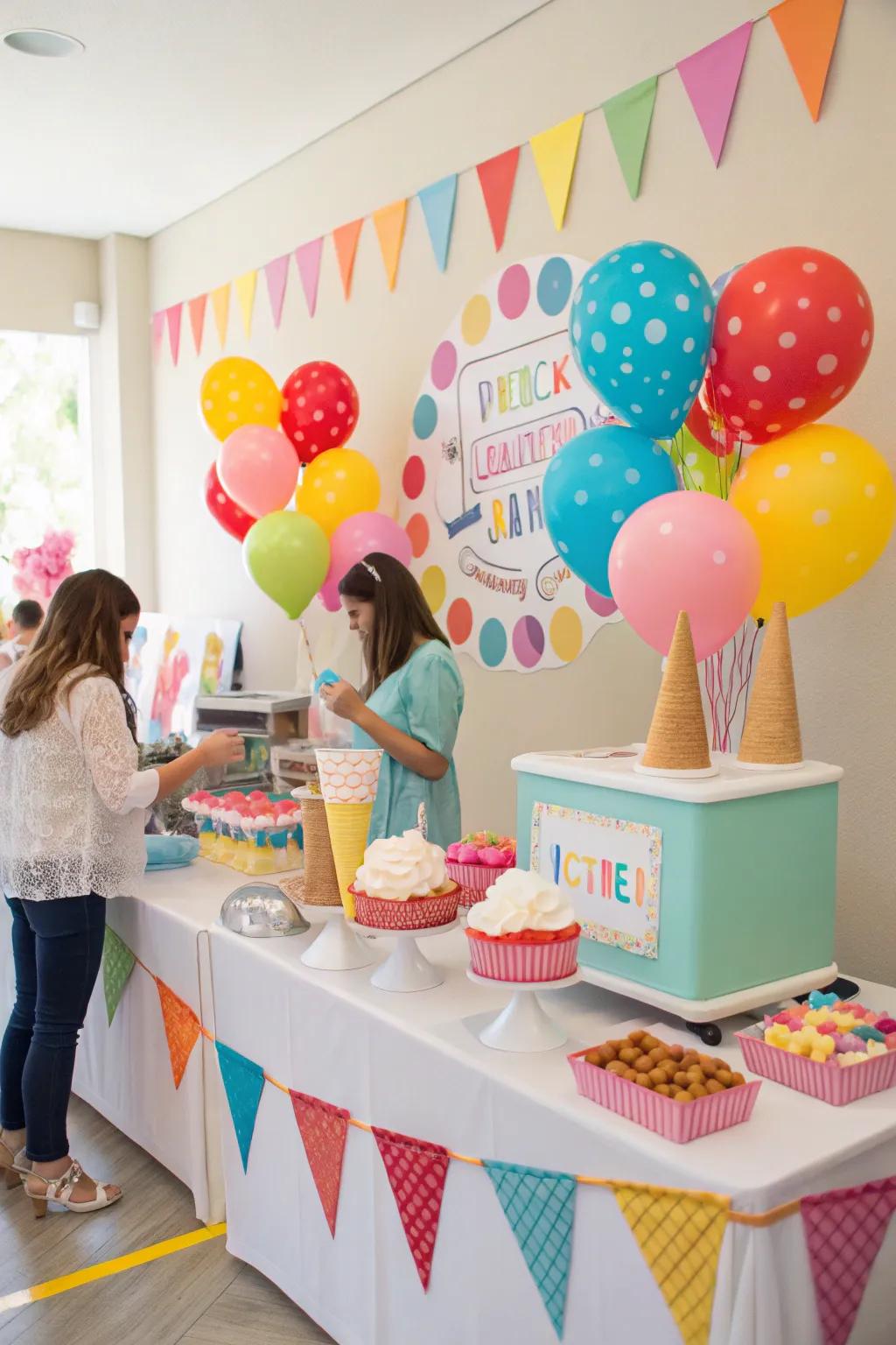 A lively ice cream party setup perfect for entertaining guests.