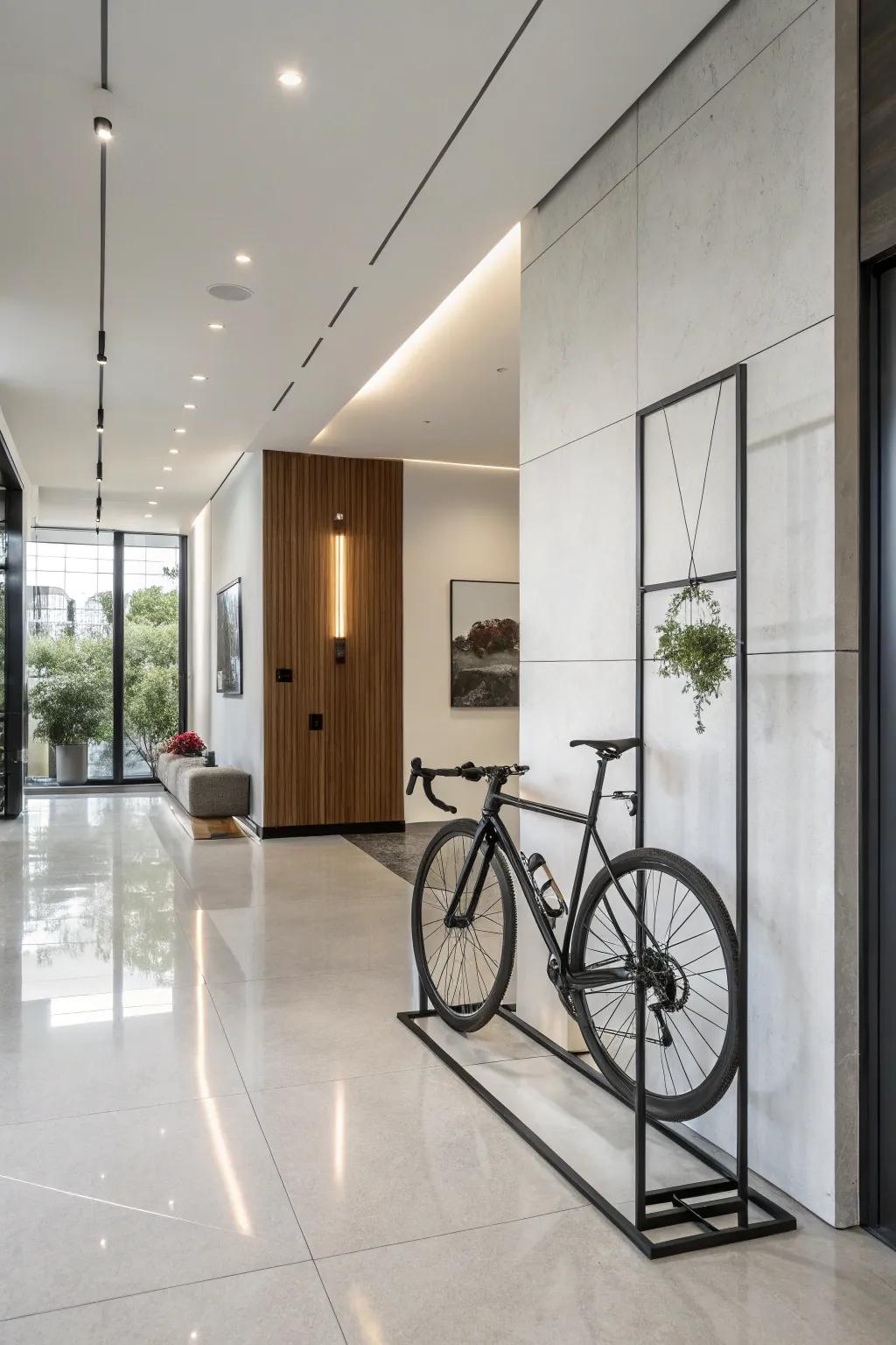 This minimalist stand provides quick and easy bike storage.