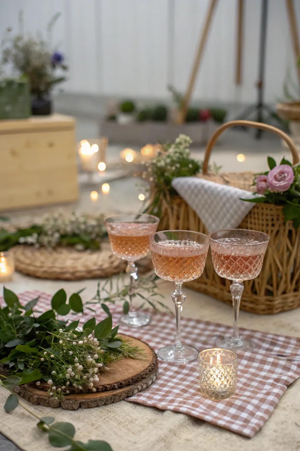 Elegant drinkware improves the picnic drinking experience.