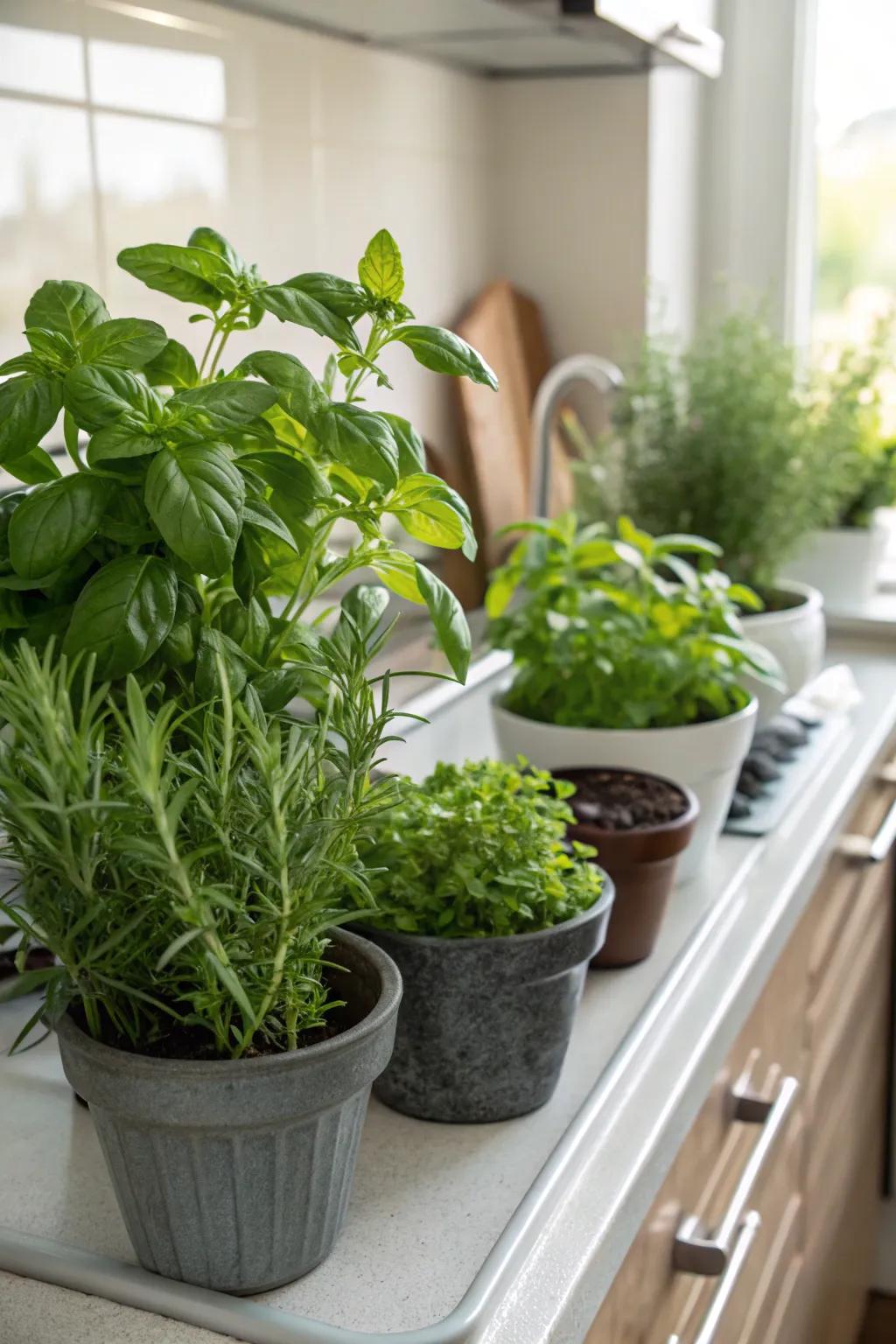 Improve your kitchen with a fresh herb garden.
