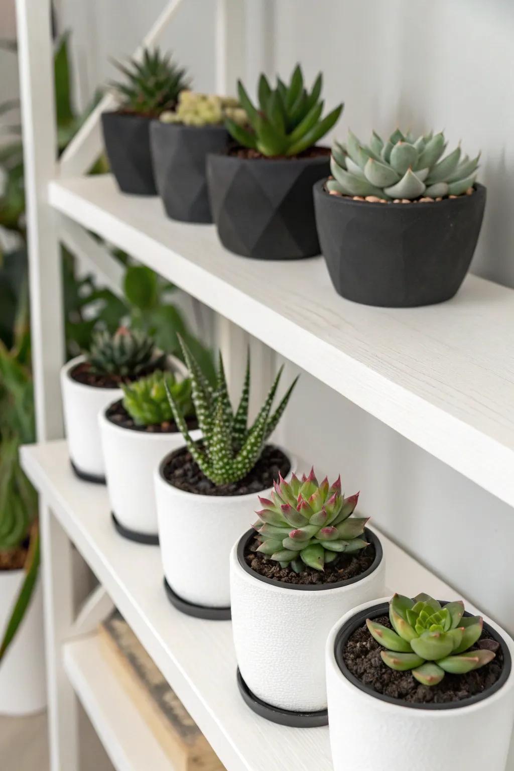 Minimalist containers highlight the natural beauty of succulents.