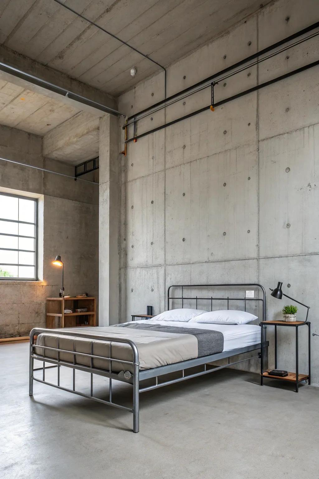 Simple furnishings complement the urban aesthetic without overpowering it.