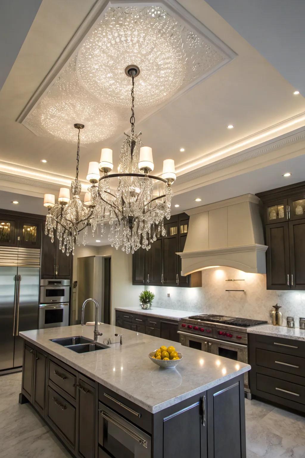 Enhance your kitchen's style with striking illumination designs.