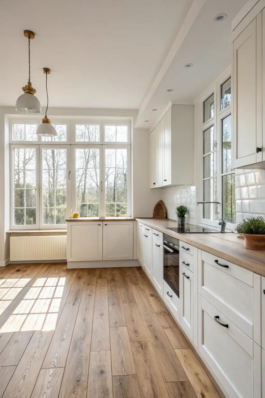 Light flooring for a bright, open atmosphere.