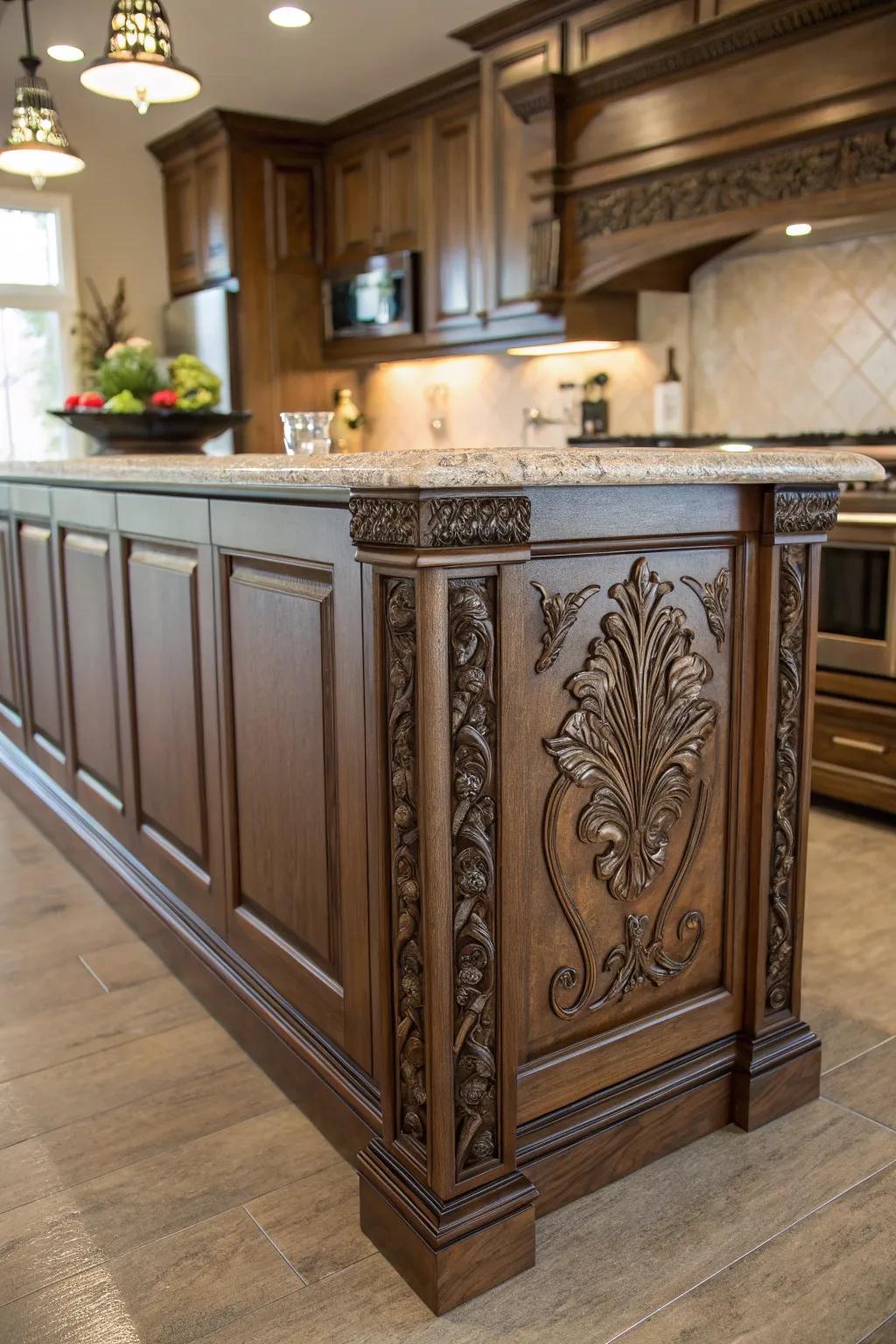 Decorative molding offers a sophisticated and graceful feel to kitchen islands.