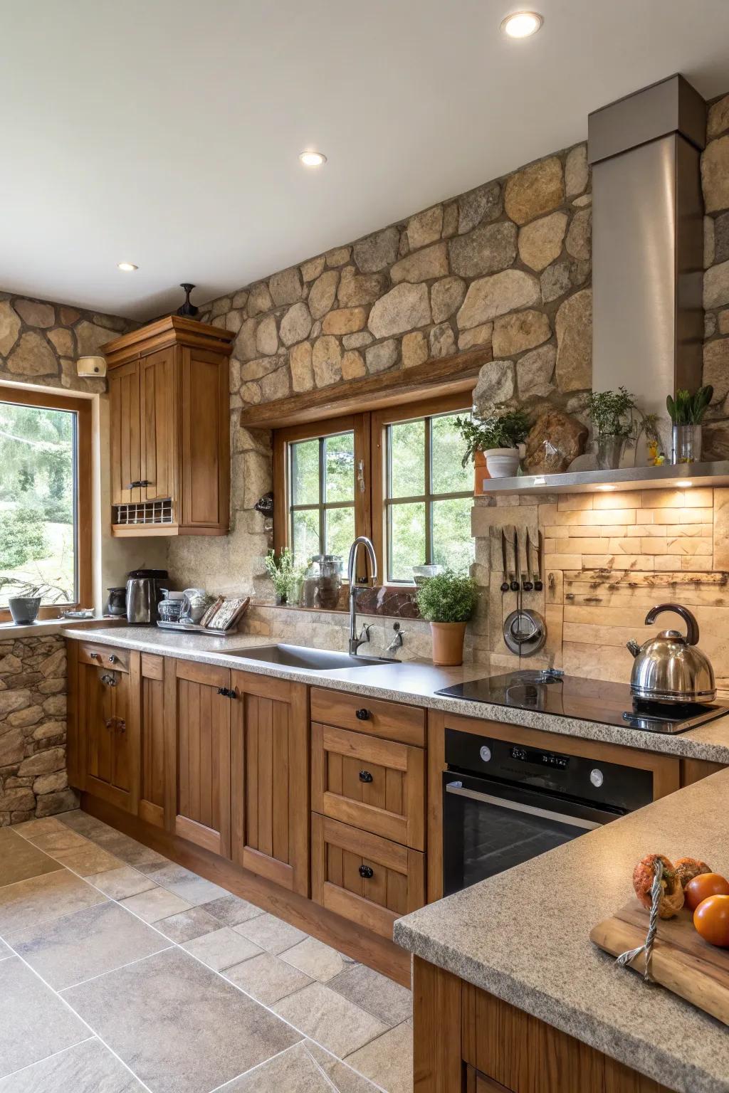A kitchen displaying a mix of materials to enhance texture.