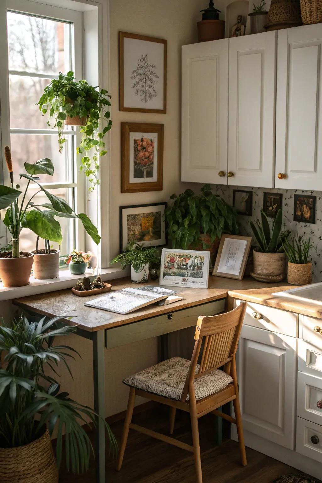 Individualized accents like plants and artwork make your nook feel like home.