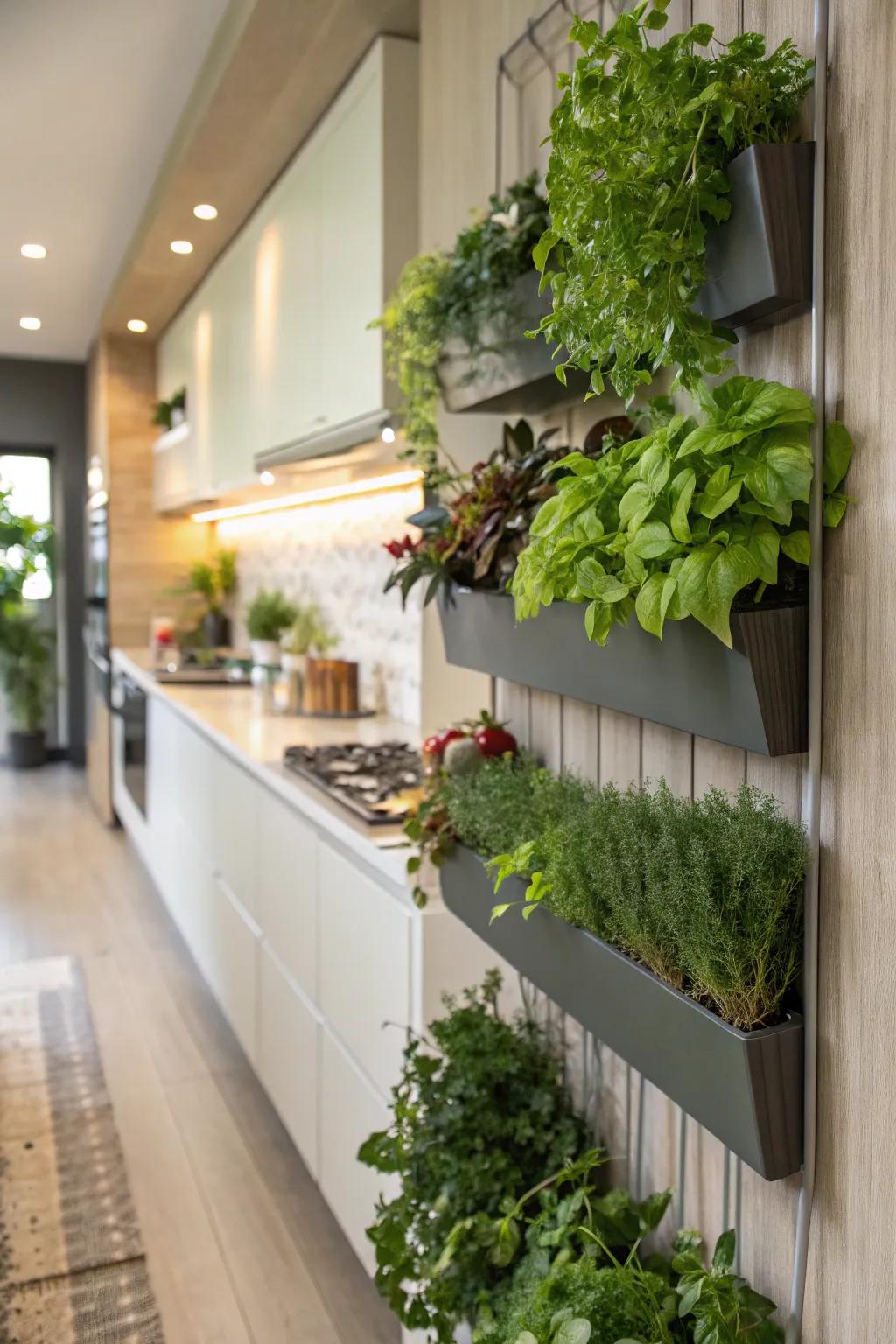 Foliage-integrated panelling contributes life and freshness.