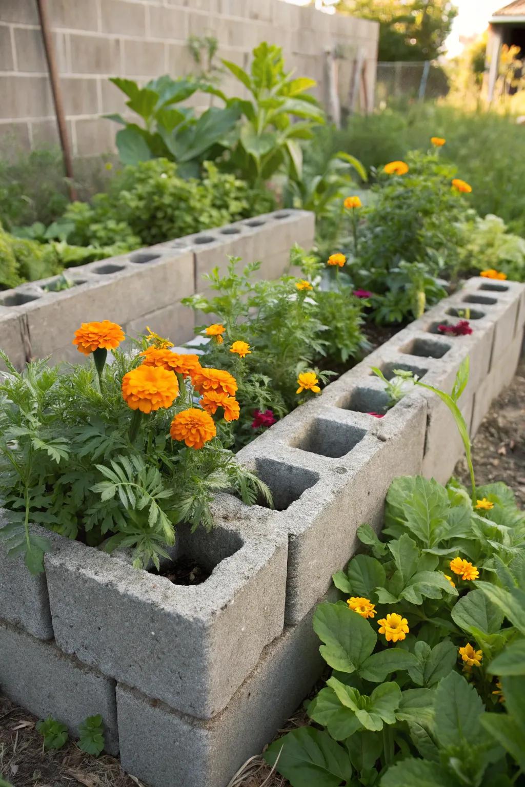 Cinder blocks are useful and can also make your raised garden beds look nice.