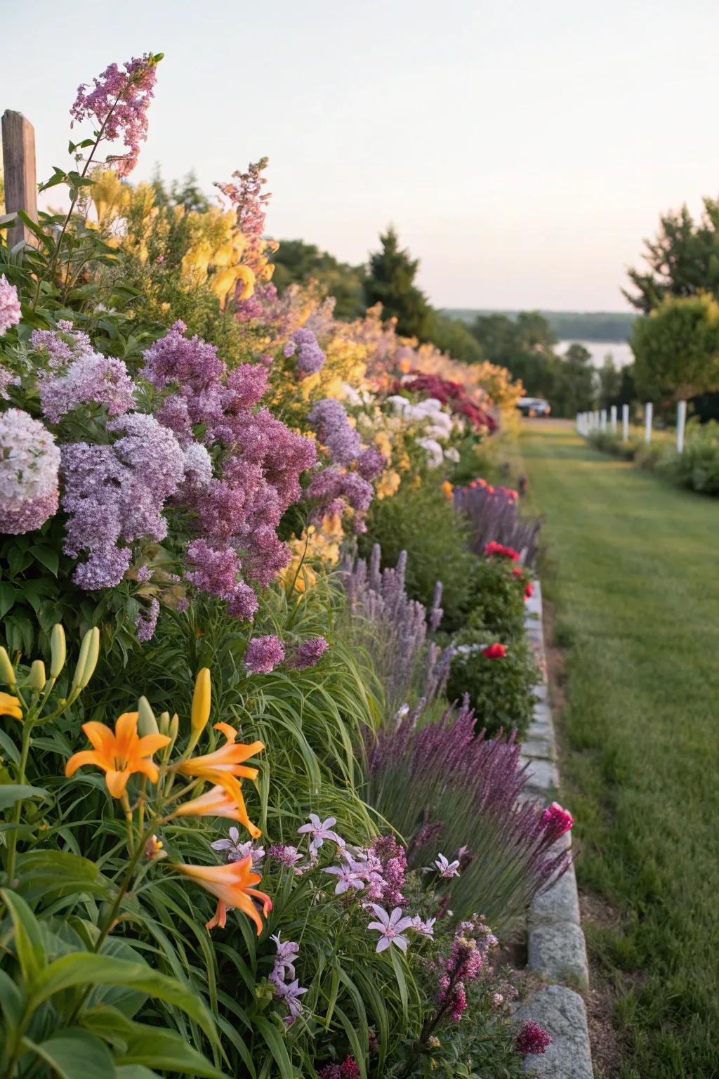 Lilacs blend beautifully with other perennials in a mixed border.