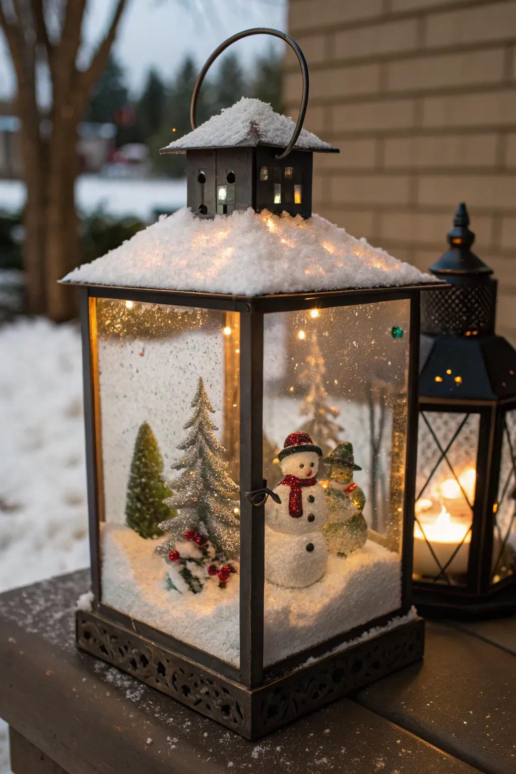 Embrace winter thanks to snow globe lanterns.