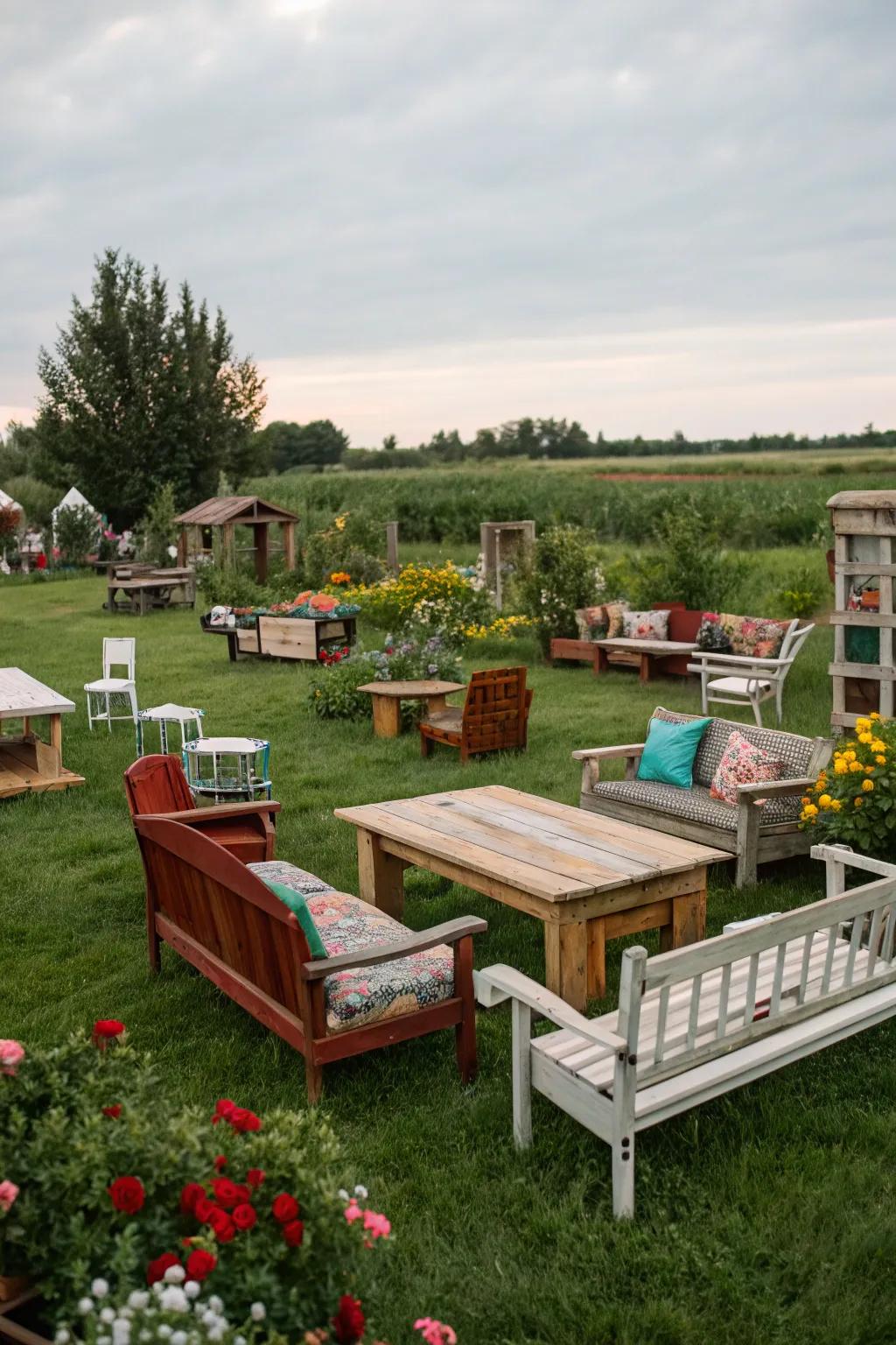 Revamped furniture can contribute distinctive charm to your outdoor area.