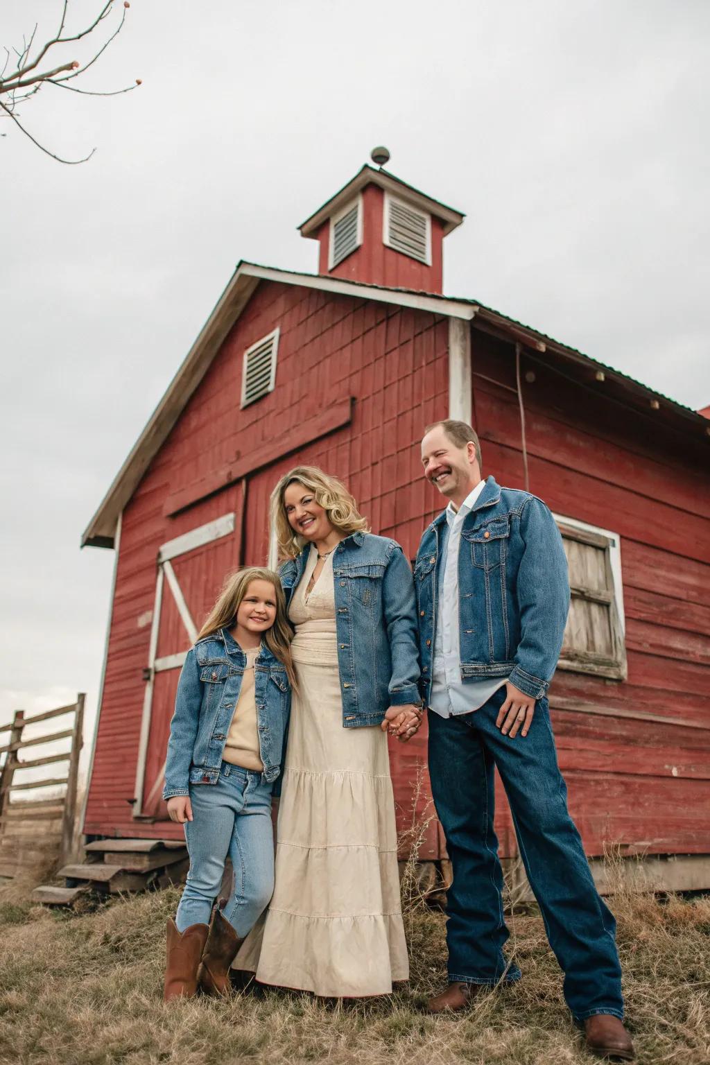 Denim paired with creams fashions a warm, rustic style.