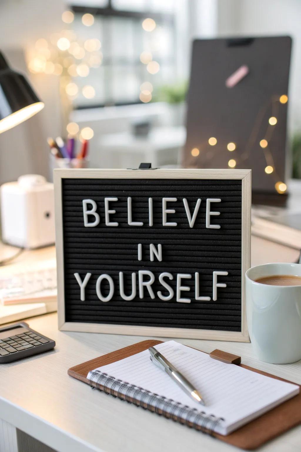 Keep inspired with motivational quotes displayed on your message board.